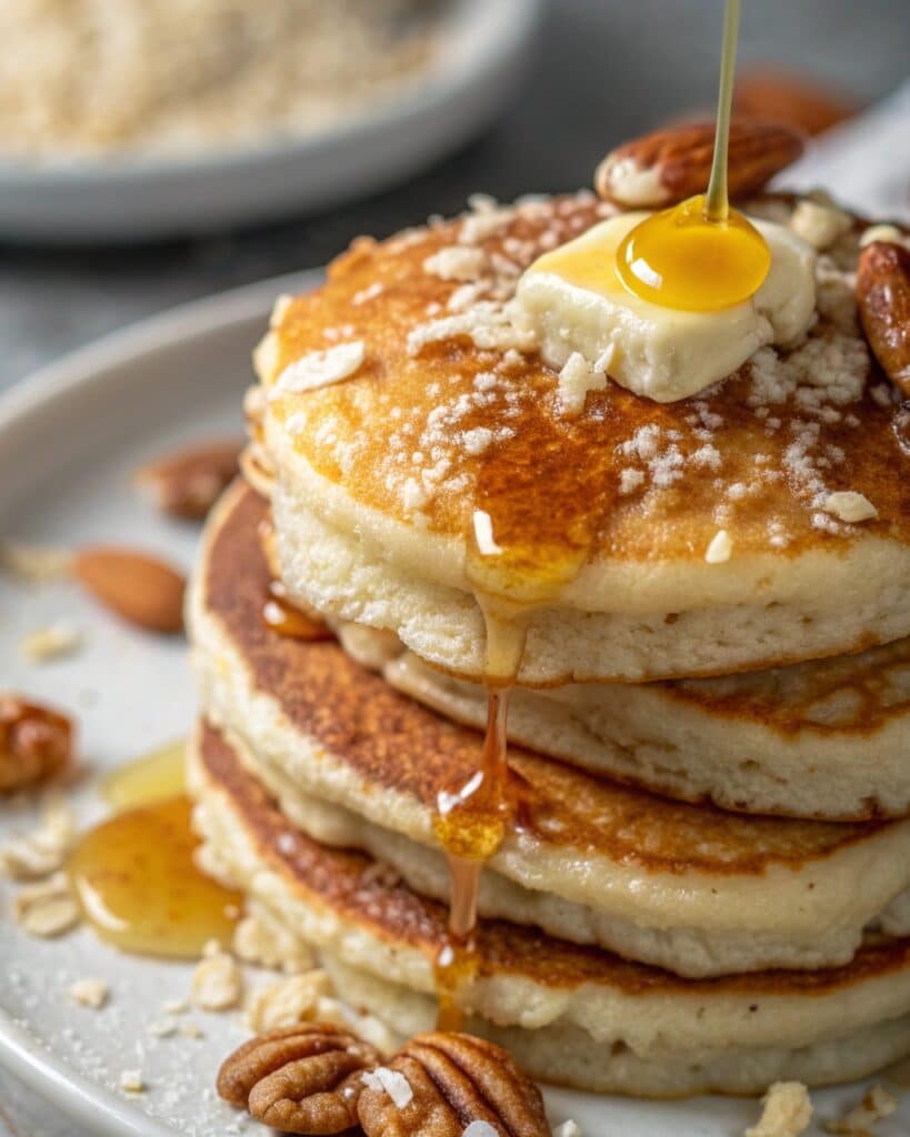 Cottage Cheese Gluten Free Pancakes – The Perfect Healthy Breakfast Option 8 stack of cottage cheese almond flour pancakes