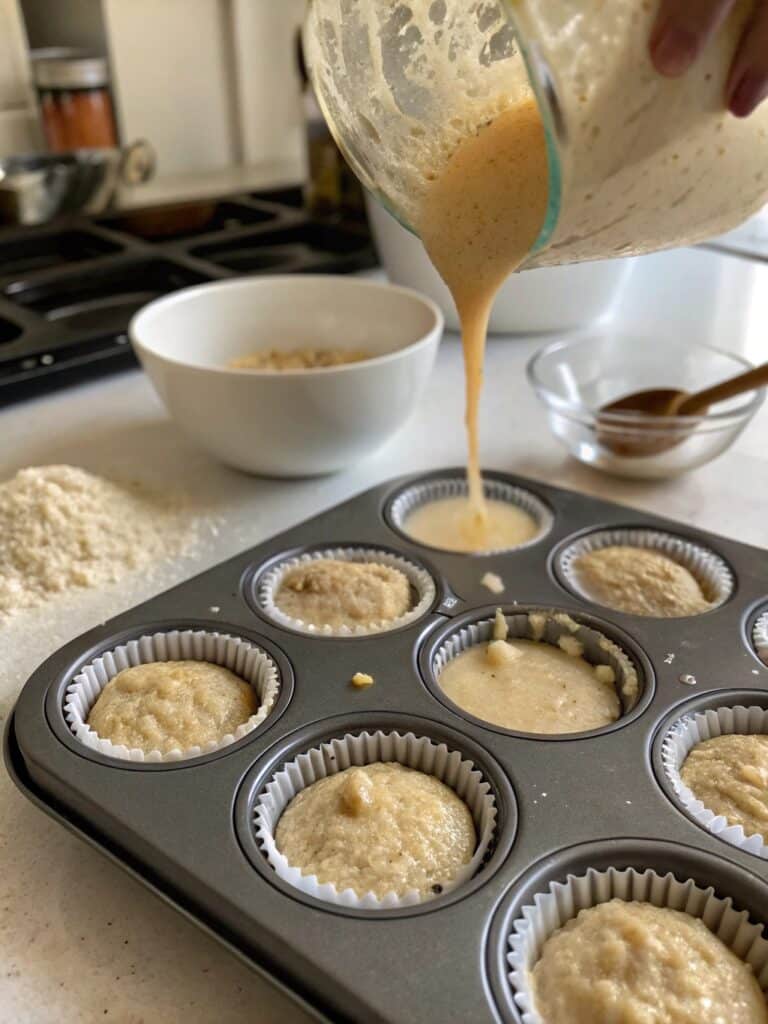 Banana Cottage Cheese Muffins: The Moist, Healthy Bake You Need to Try 7 banana cottage cheese muffin batter in tray