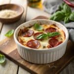 Cottage Cheese Pizza Bowl – The Best Low-Carb 10-Minute Dinner Idea 7 Cottage cheese pizza bowl with melted cheese and basil