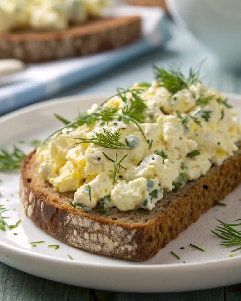 Deviled Eggs Cottage Cheese: The Best High-Protein Twist on a Classic Favorite 5 Egg salad made with cottage cheese served on toast deviled eggs cottage cheese