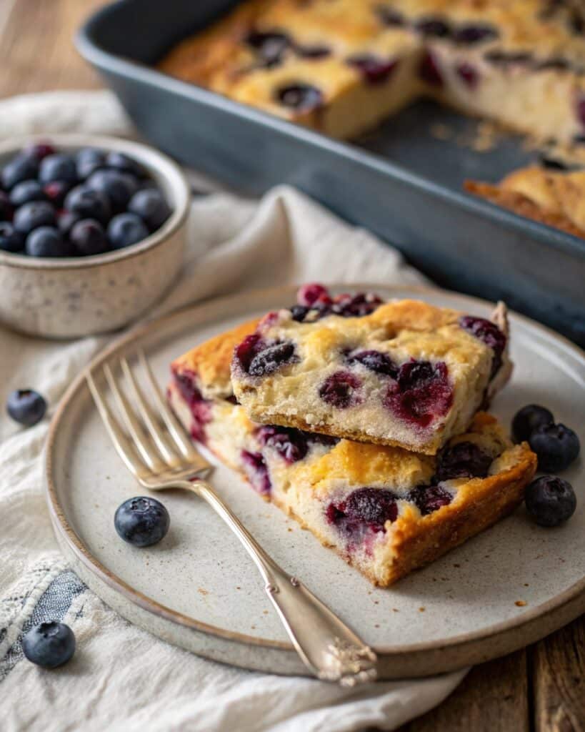 Blueberry Cottage Cheese Breakfast Bake with Oats – A High-Protein Morning Must-Have 8 meal prepped blueberry cottage cheese oat bake slices