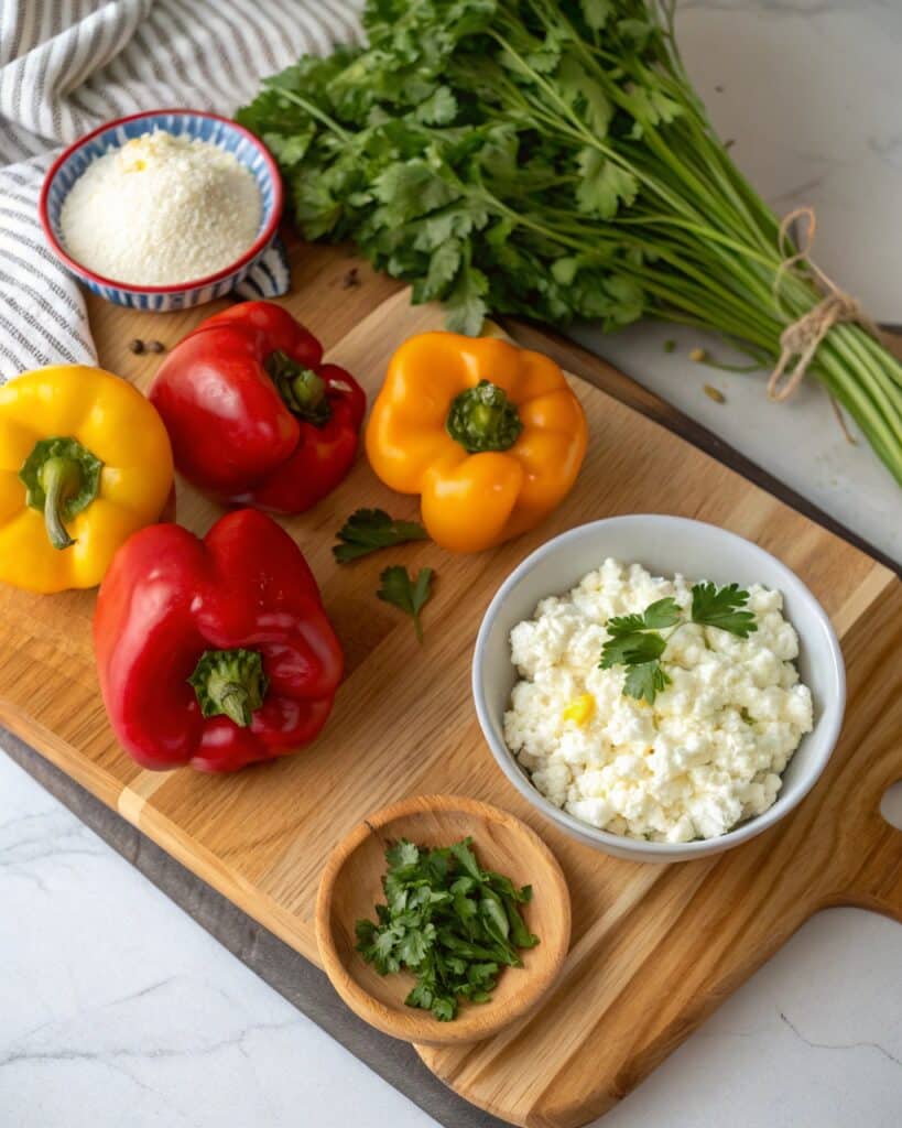 Stuffed Peppers with Cottage Cheese – A Healthy, Flavorful Twist You’ll Love 2 Stuffed peppers with cottage cheese baked and topped with herbs