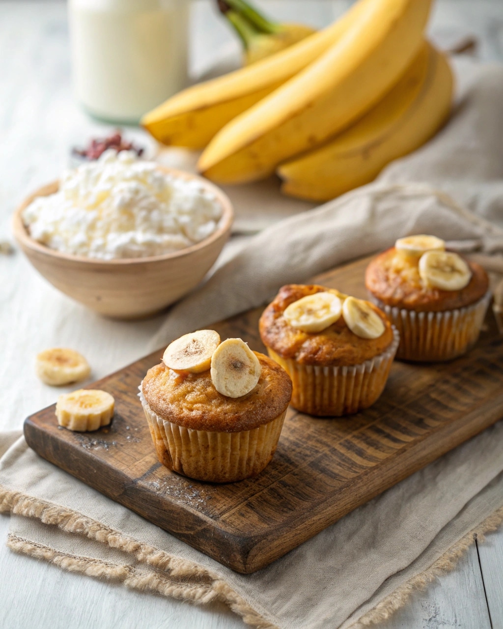 Banana muffins with cottage cheese
