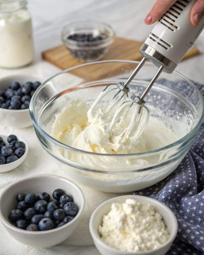 Cottage Cheese Blueberry Cloud Bread: Fluffy, Healthy Breakfast Recipe 7 Whipping egg whites for Cottage Cheese Blueberry Cloud Bread
