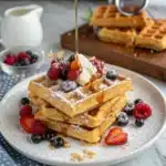 Fall Cottage Cheese Waffles with Maple Drizzle