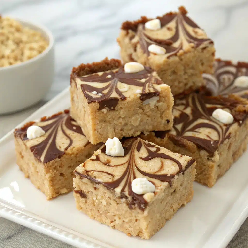 Peanut Butter Rice Krispie Treats with Chocolate Swirl