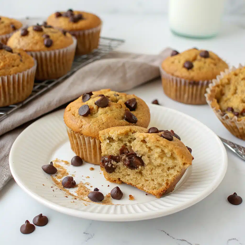 Healthy Greek Yogurt Peanut Butter Muffins with Chocolate Chips